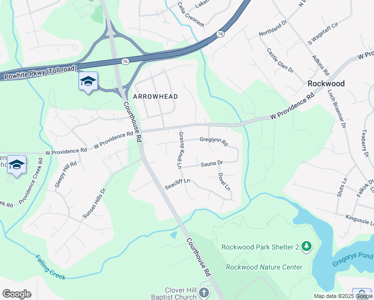 map of restaurants, bars, coffee shops, grocery stores, and more near 2305 Grassy Knoll Lane in Richmond