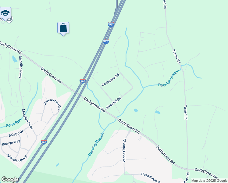 map of restaurants, bars, coffee shops, grocery stores, and more near 7410 Strawhill Court in Richmond