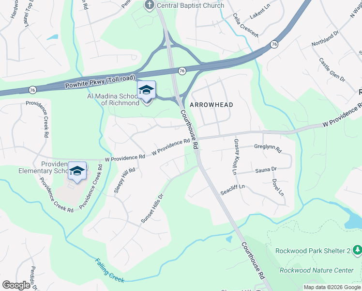 map of restaurants, bars, coffee shops, grocery stores, and more near 10628 West Providence Road in Richmond