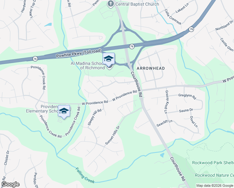 map of restaurants, bars, coffee shops, grocery stores, and more near 2103 Providence Place in Richmond