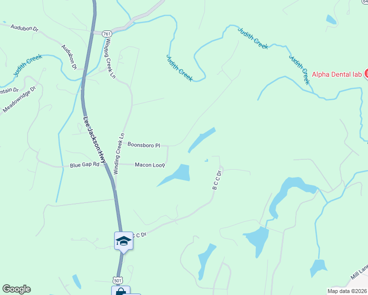 map of restaurants, bars, coffee shops, grocery stores, and more near 1341 Boonsboro Place in Lynchburg