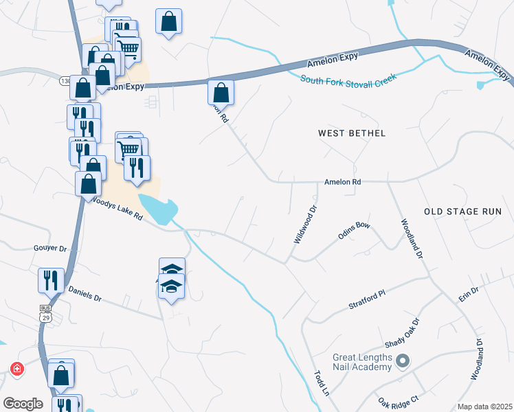 map of restaurants, bars, coffee shops, grocery stores, and more near 167 Hilldale Lane in Madison Heights
