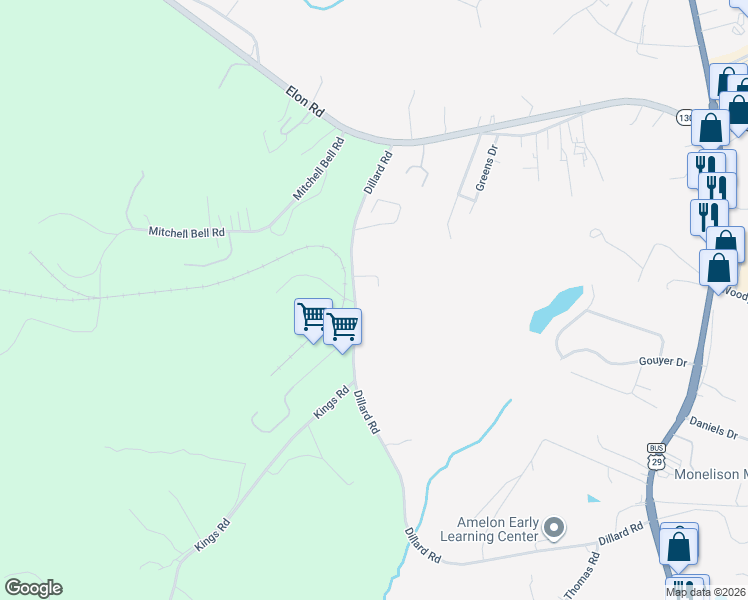 map of restaurants, bars, coffee shops, grocery stores, and more near 253 Dillard Road in Madison Heights