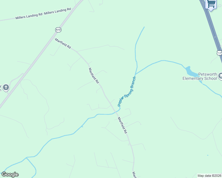 map of restaurants, bars, coffee shops, grocery stores, and more near 9155 Marlfield Road in Gloucester Courthouse