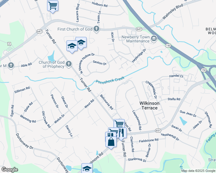 map of restaurants, bars, coffee shops, grocery stores, and more near 6130 Belgreen Court in Richmond