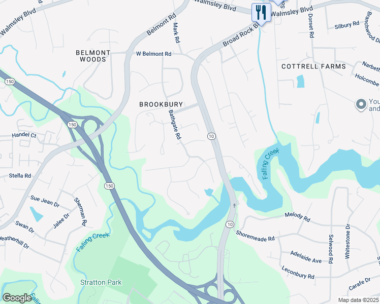map of restaurants, bars, coffee shops, grocery stores, and more near 4111 Bathgate Road in Richmond
