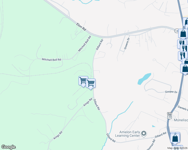 map of restaurants, bars, coffee shops, grocery stores, and more near 253 Dillard Road in Madison Heights