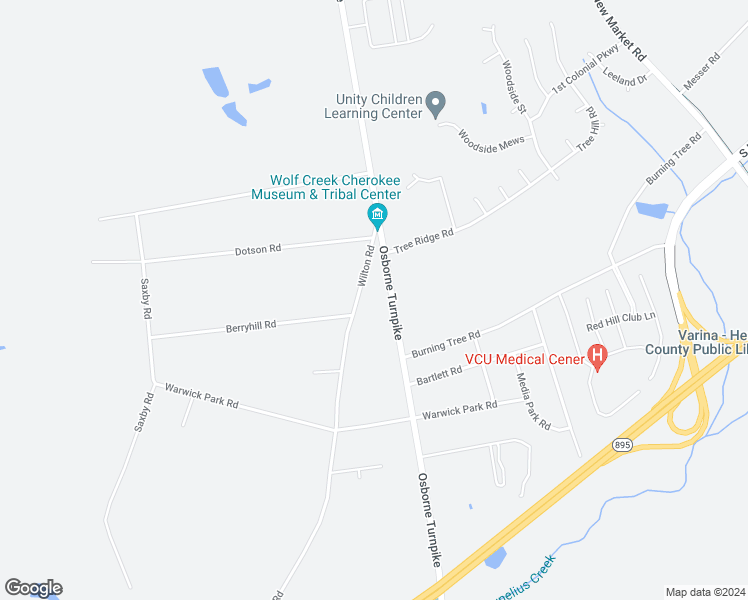 map of restaurants, bars, coffee shops, grocery stores, and more near 7468 Osborne Turnpike in Richmond