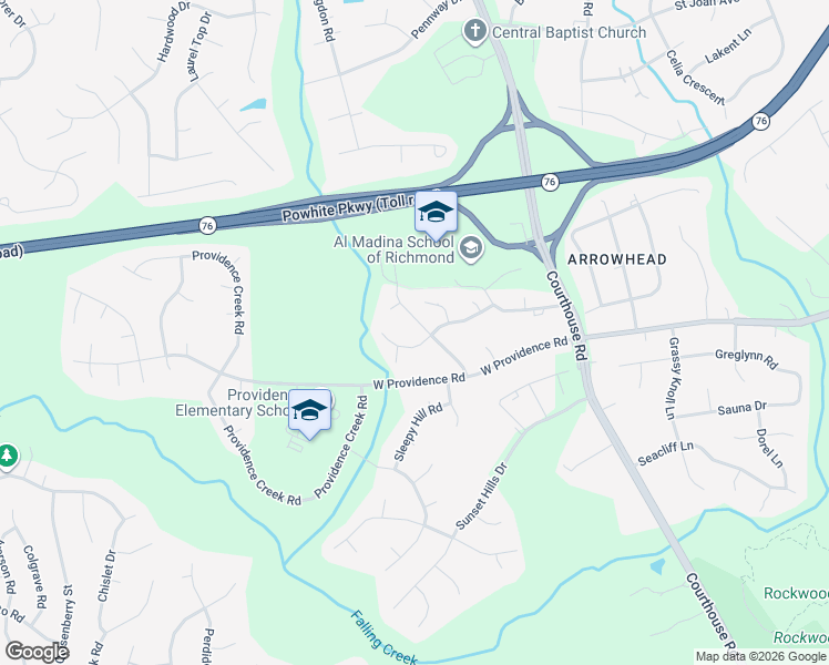 map of restaurants, bars, coffee shops, grocery stores, and more near 2036 Condrey Ridge Drive in Richmond