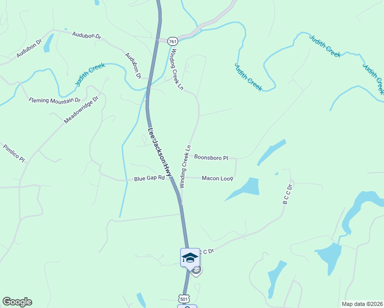 map of restaurants, bars, coffee shops, grocery stores, and more near 1032 Boonsboro Place in Lynchburg
