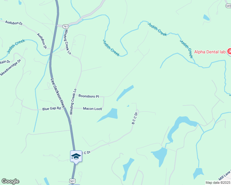 map of restaurants, bars, coffee shops, grocery stores, and more near 1132 Boonsboro Meadows Drive in Lynchburg