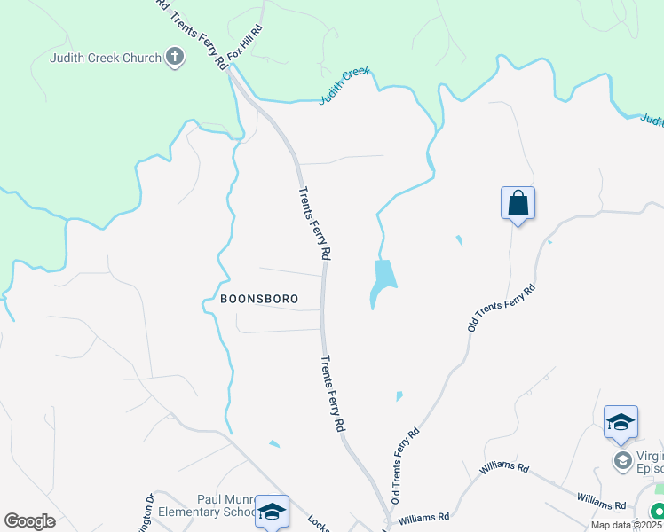 map of restaurants, bars, coffee shops, grocery stores, and more near 424 Trents Ferry Road in Lynchburg