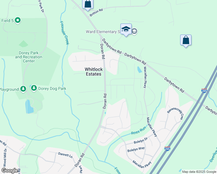 map of restaurants, bars, coffee shops, grocery stores, and more near 7200 Shining Armor Court in Henrico