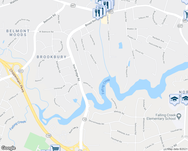 map of restaurants, bars, coffee shops, grocery stores, and more near 3965 Patsy Ann Drive in Richmond