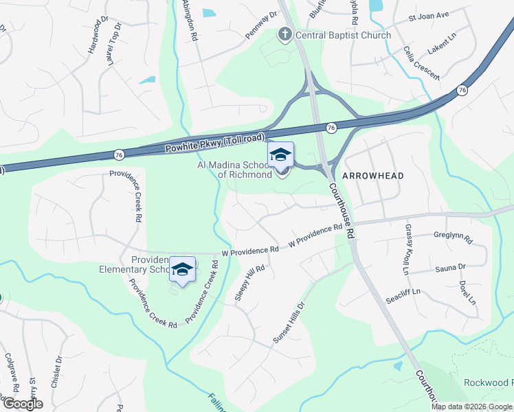 map of restaurants, bars, coffee shops, grocery stores, and more near 2036 Condrey Ridge Drive in Richmond