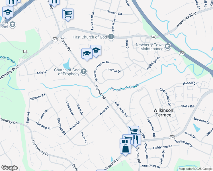 map of restaurants, bars, coffee shops, grocery stores, and more near 6537 S Stevens Hollow Dr in Chesterfield
