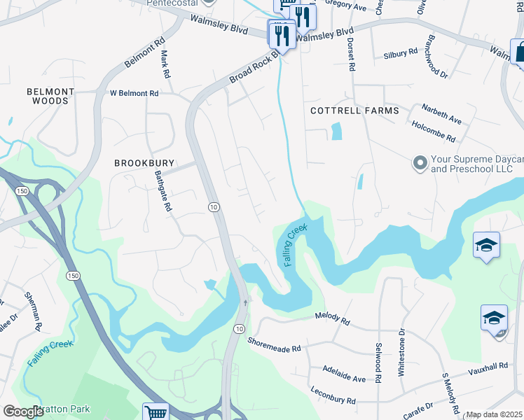 map of restaurants, bars, coffee shops, grocery stores, and more near 3959 Patsy Ann Drive in Richmond