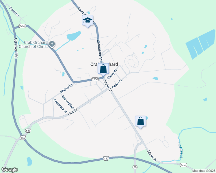 map of restaurants, bars, coffee shops, grocery stores, and more near 401 Cherry Street in Crab Orchard