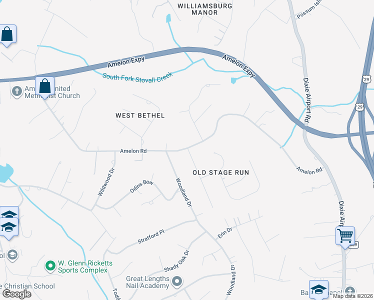 map of restaurants, bars, coffee shops, grocery stores, and more near 625 Amelon Road in Madison Heights