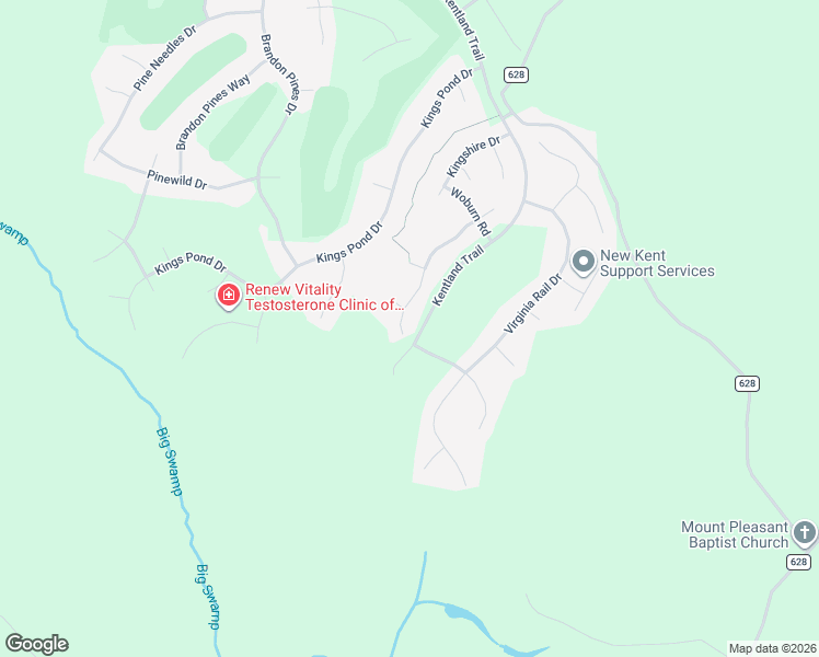 map of restaurants, bars, coffee shops, grocery stores, and more near 11351 Winding River Road in Providence Forge