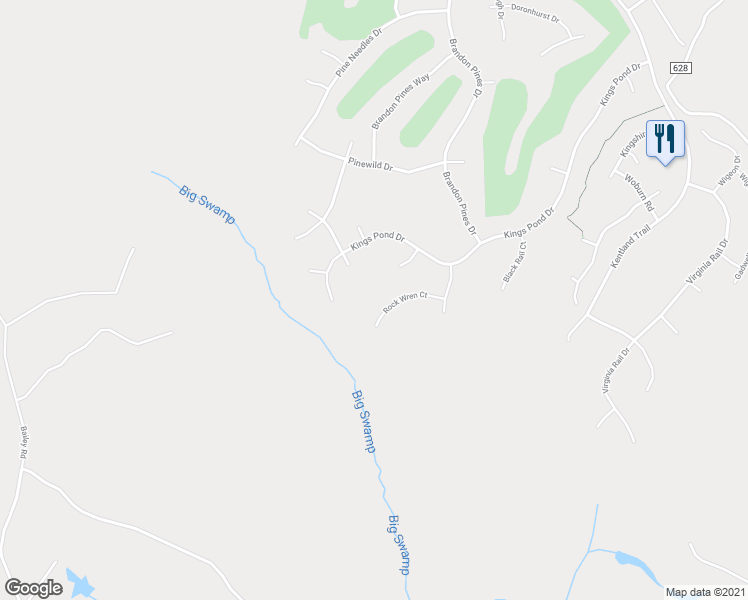 map of restaurants, bars, coffee shops, grocery stores, and more near 11682 Rock Wren Court in Providence Forge