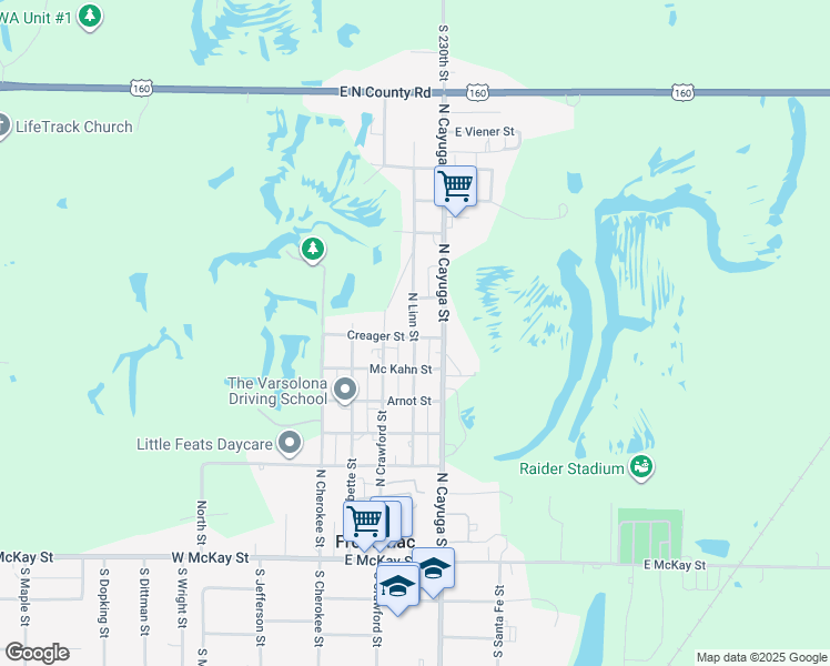 map of restaurants, bars, coffee shops, grocery stores, and more near 614 North Linn Street in Frontenac