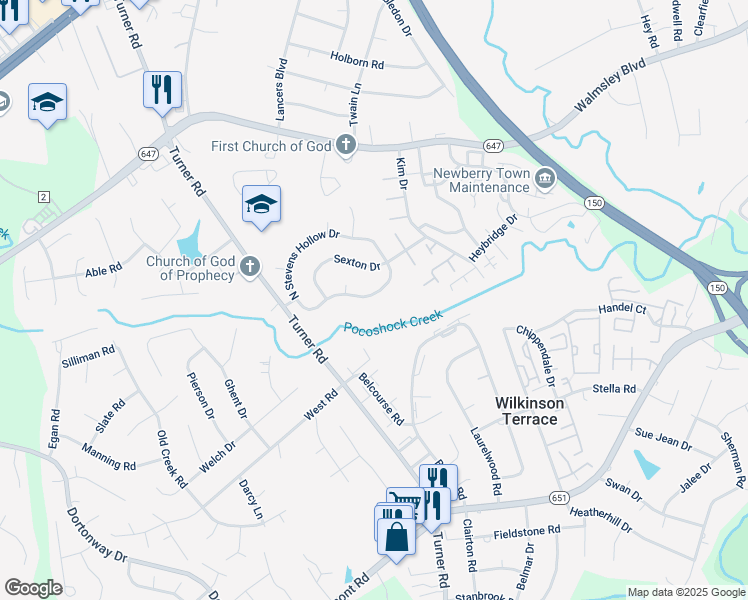 map of restaurants, bars, coffee shops, grocery stores, and more near 6515 South Stevens Hollow Drive in Chesterfield
