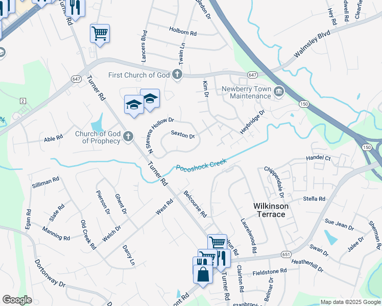 map of restaurants, bars, coffee shops, grocery stores, and more near 6515 South Stevens Hollow Drive in Chesterfield