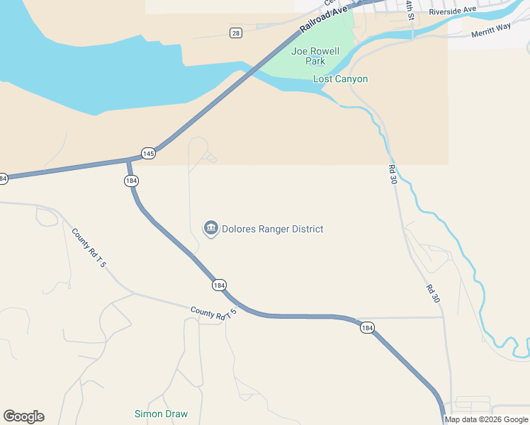 map of restaurants, bars, coffee shops, grocery stores, and more near 29373 Highway 184 in Dolores