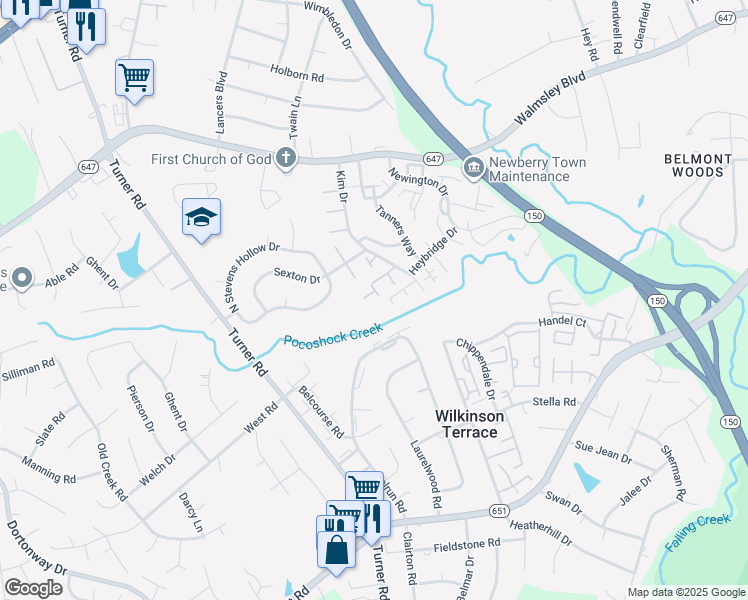 map of restaurants, bars, coffee shops, grocery stores, and more near 4730 Milfax Road in Richmond