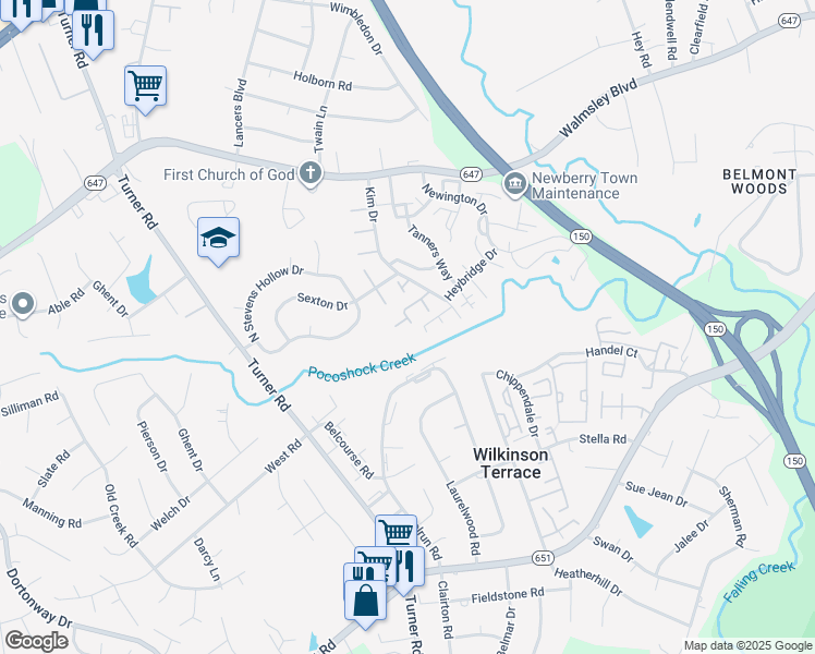 map of restaurants, bars, coffee shops, grocery stores, and more near 4730 Milfax Road in Richmond