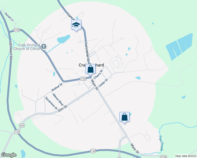 map of restaurants, bars, coffee shops, grocery stores, and more near 401 Cherry Street in Crab Orchard