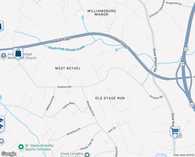 map of restaurants, bars, coffee shops, grocery stores, and more near 625-645 Amelon Road in Madison Heights