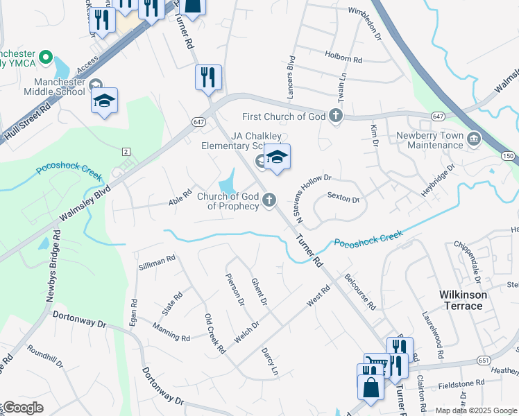 map of restaurants, bars, coffee shops, grocery stores, and more near 3321 Lifsey Lane in Chesterfield
