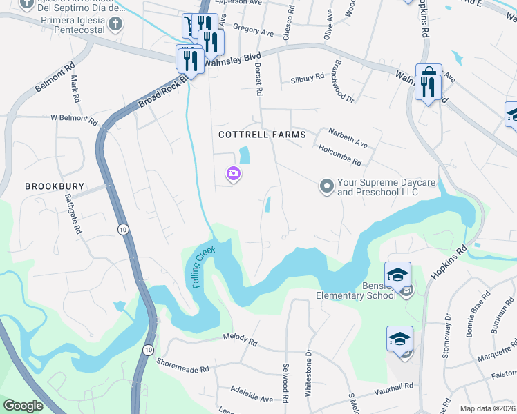 map of restaurants, bars, coffee shops, grocery stores, and more near 4212 Grantlake Road in Richmond