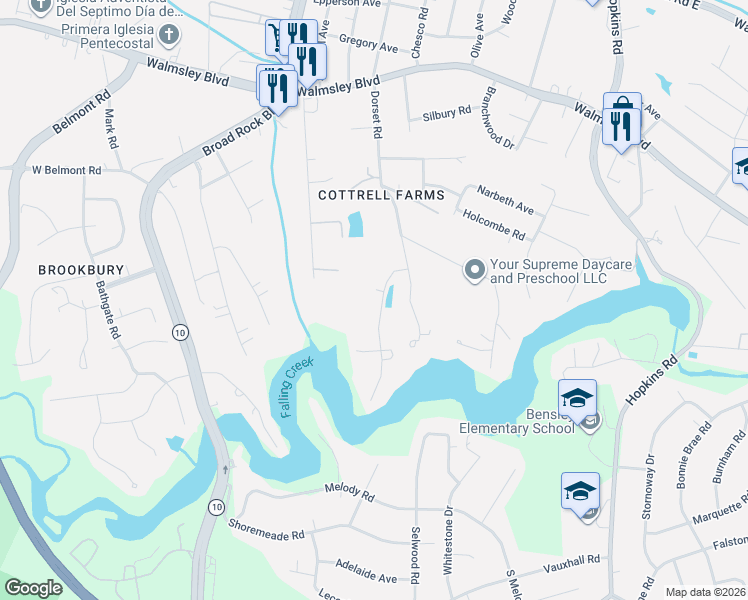 map of restaurants, bars, coffee shops, grocery stores, and more near 4212 Grantlake Road in Richmond