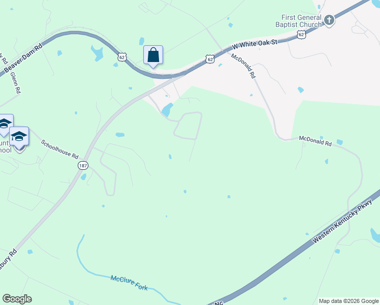 map of restaurants, bars, coffee shops, grocery stores, and more near 66 Otis Drive in Leitchfield