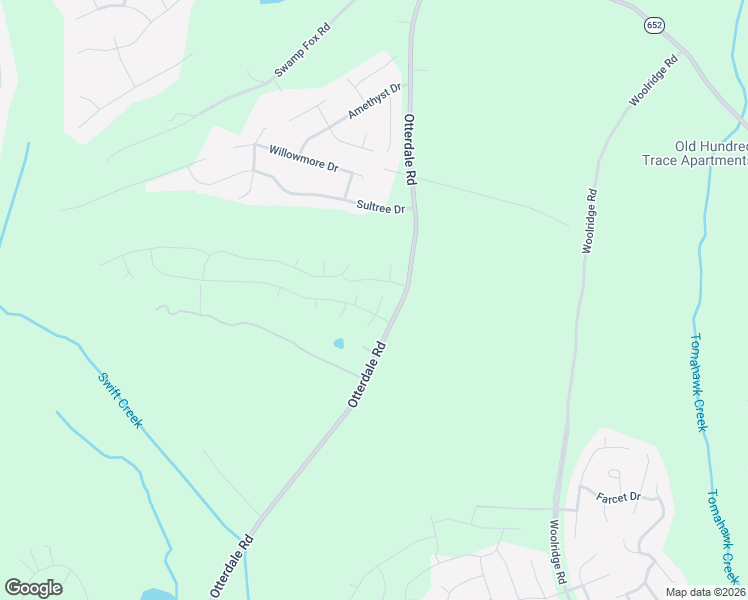 map of restaurants, bars, coffee shops, grocery stores, and more near 2600 Otterdale Road in Midlothian