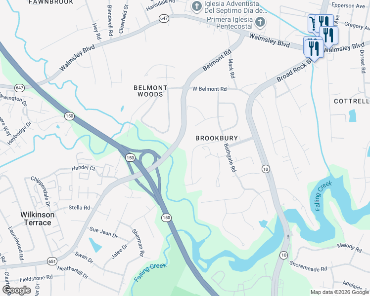 map of restaurants, bars, coffee shops, grocery stores, and more near 5170 Bemiss Road in Richmond