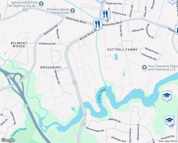 map of restaurants, bars, coffee shops, grocery stores, and more near 3950 Rebecca Rd in Richmond