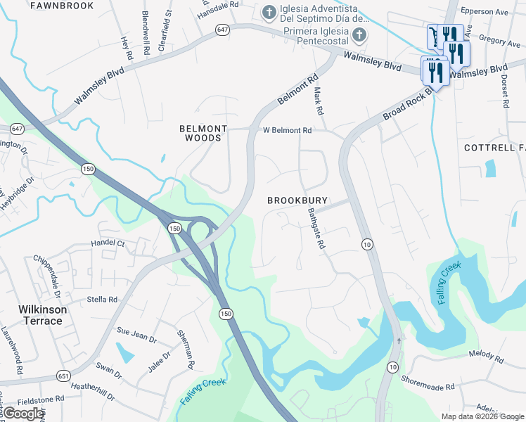 map of restaurants, bars, coffee shops, grocery stores, and more near 5170 Bemiss Road in Richmond