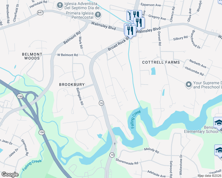 map of restaurants, bars, coffee shops, grocery stores, and more near 3901 Patsy Ann Drive in Richmond