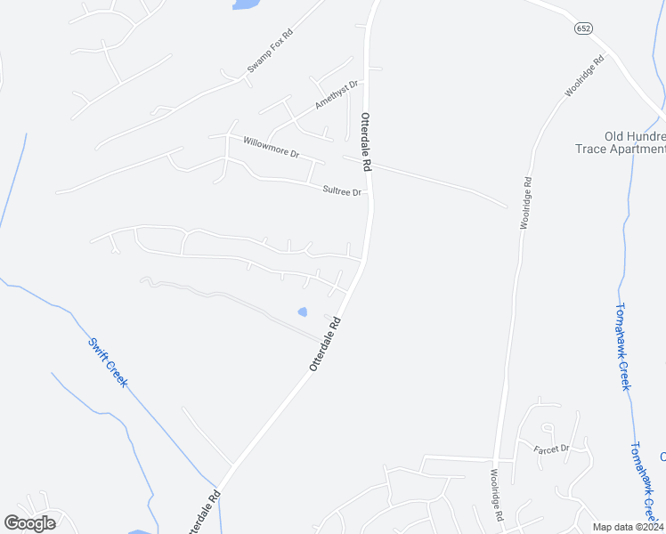 map of restaurants, bars, coffee shops, grocery stores, and more near 2600 Otterdale Road in Midlothian