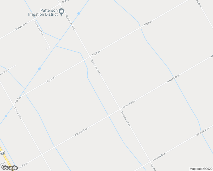 map of restaurants, bars, coffee shops, grocery stores, and more near 16725 Sycamore Avenue in Patterson