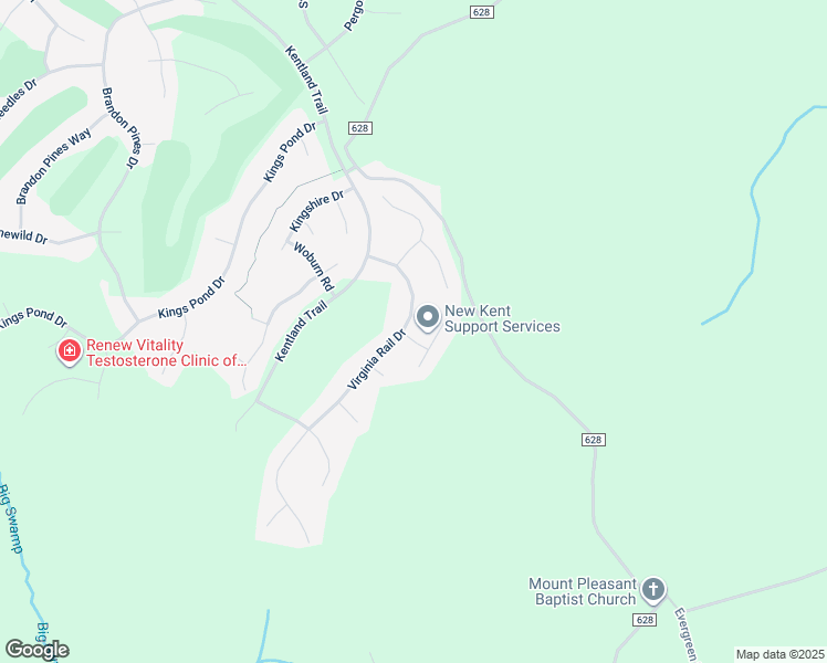 map of restaurants, bars, coffee shops, grocery stores, and more near 4137 Virginia Rail Drive in Providence Forge