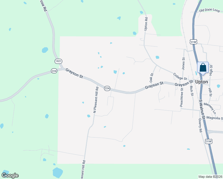 map of restaurants, bars, coffee shops, grocery stores, and more near 801 Grayson Street in Upton