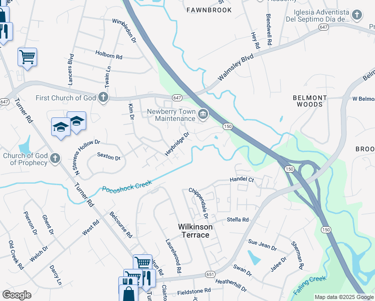 map of restaurants, bars, coffee shops, grocery stores, and more near 6018 Partingdale Circle in Richmond