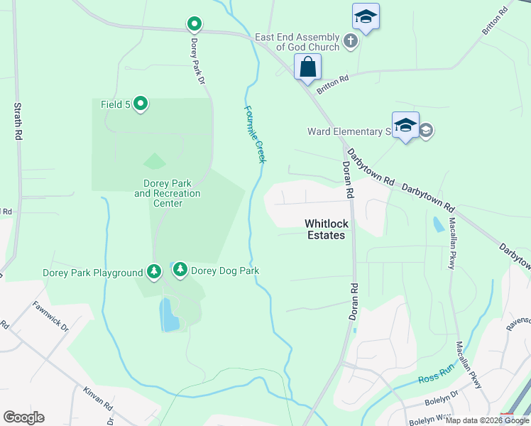 map of restaurants, bars, coffee shops, grocery stores, and more near 3101 Pinefields Drive in Richmond