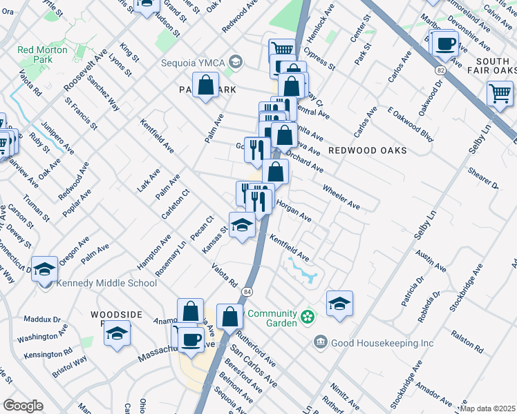 Redwood City Neighborhood Map - Lng= 122.225328