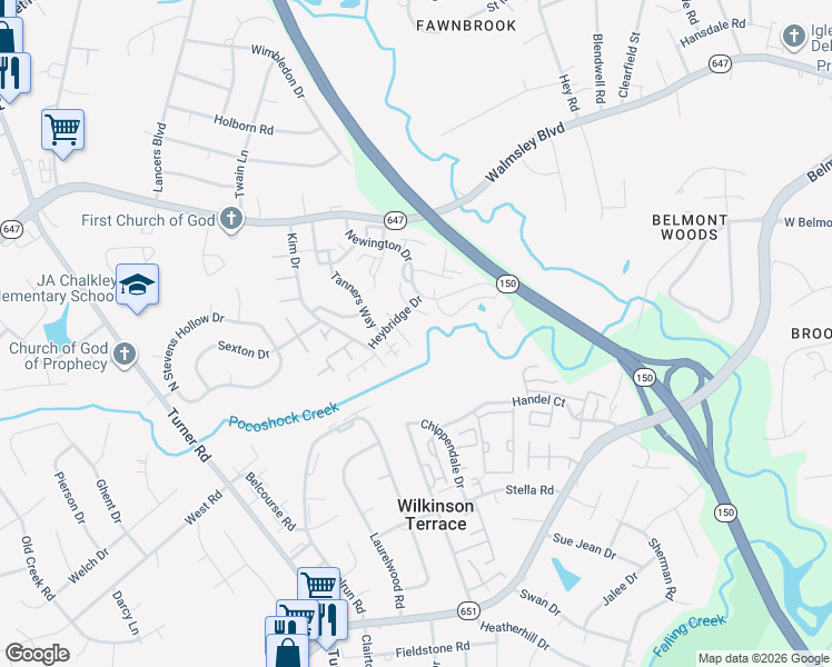 map of restaurants, bars, coffee shops, grocery stores, and more near 6022 Partingdale Circle in Richmond